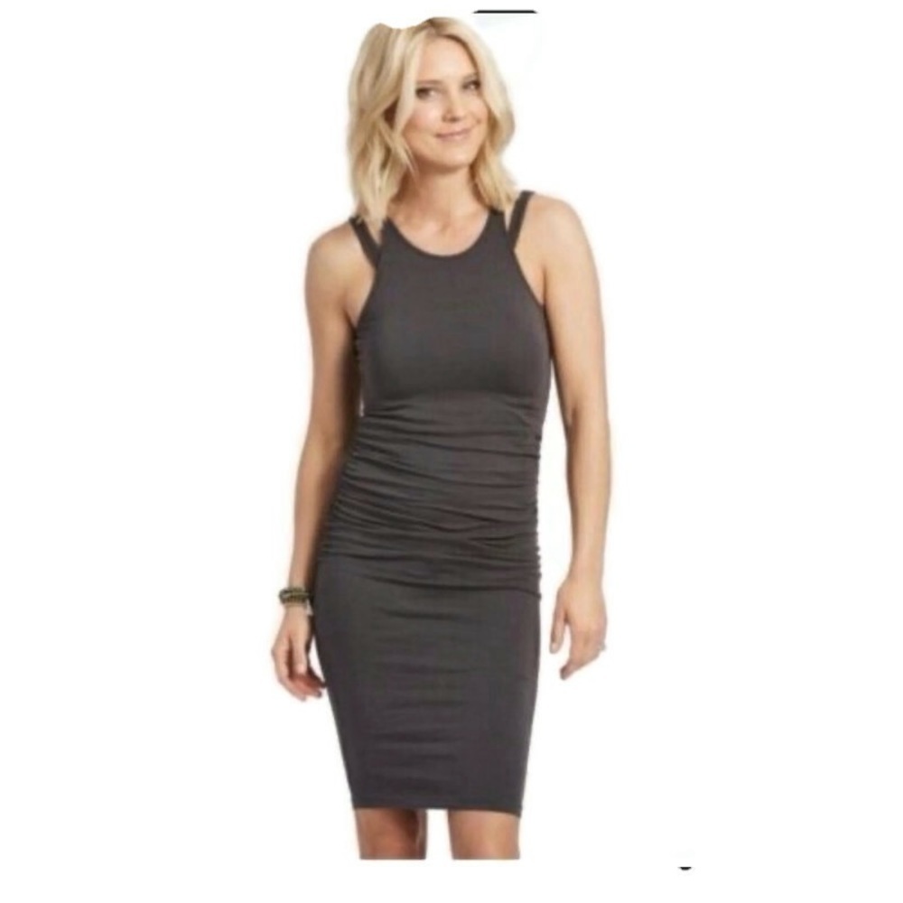 Evereve + Michael Stars Charcoal Rouched Dress size L